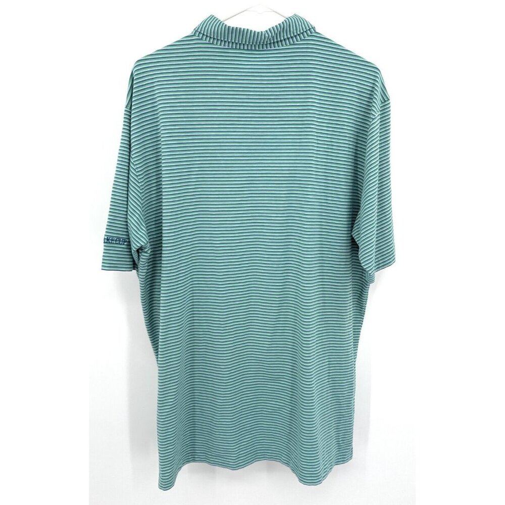 Turtleson Polo Shirt XL Golf Green Blue Striped Ruth Lake Cup‎ - Picture 5 of 7